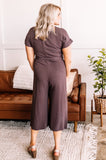 Make It Happen Dressy Jumpsuit in Mahogany
